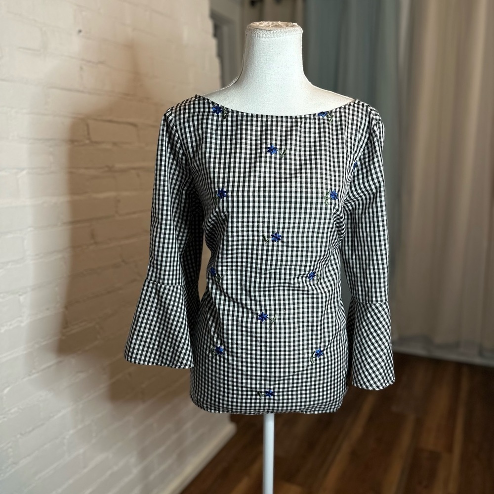 Alyx Black and White Gingham Floral Shirt